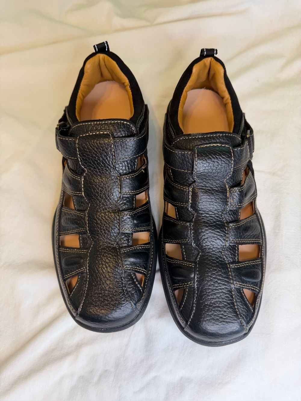 Men's Dr. Comfort Black Leather Sandal 11 W